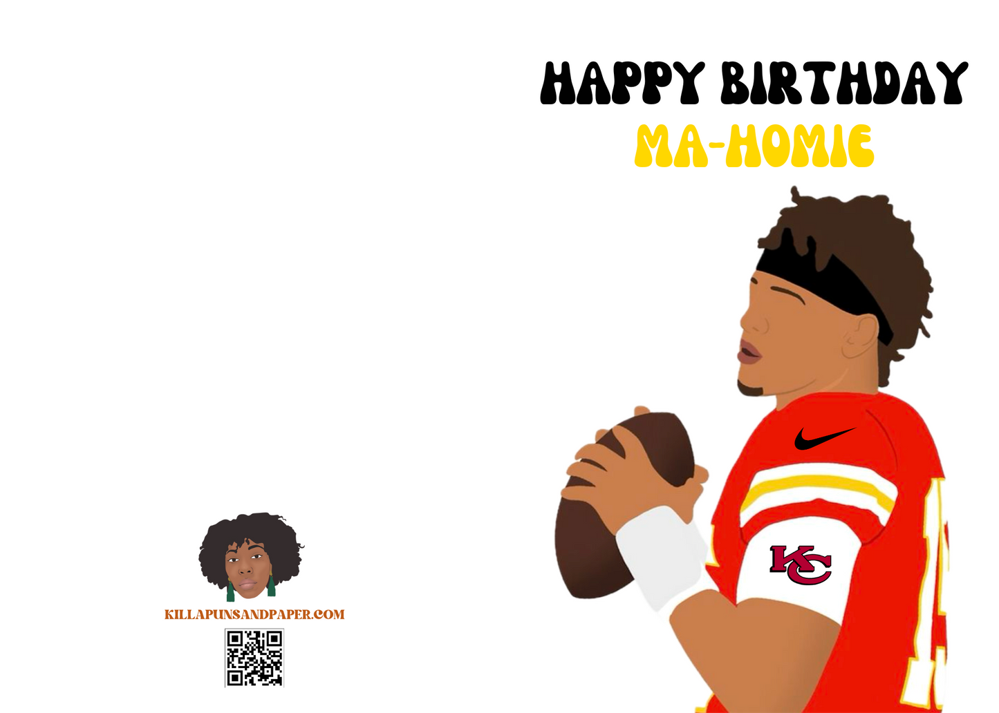 Patrick Mahomes "Happy Birthday Ma-Homie" - Physical Birthday Card