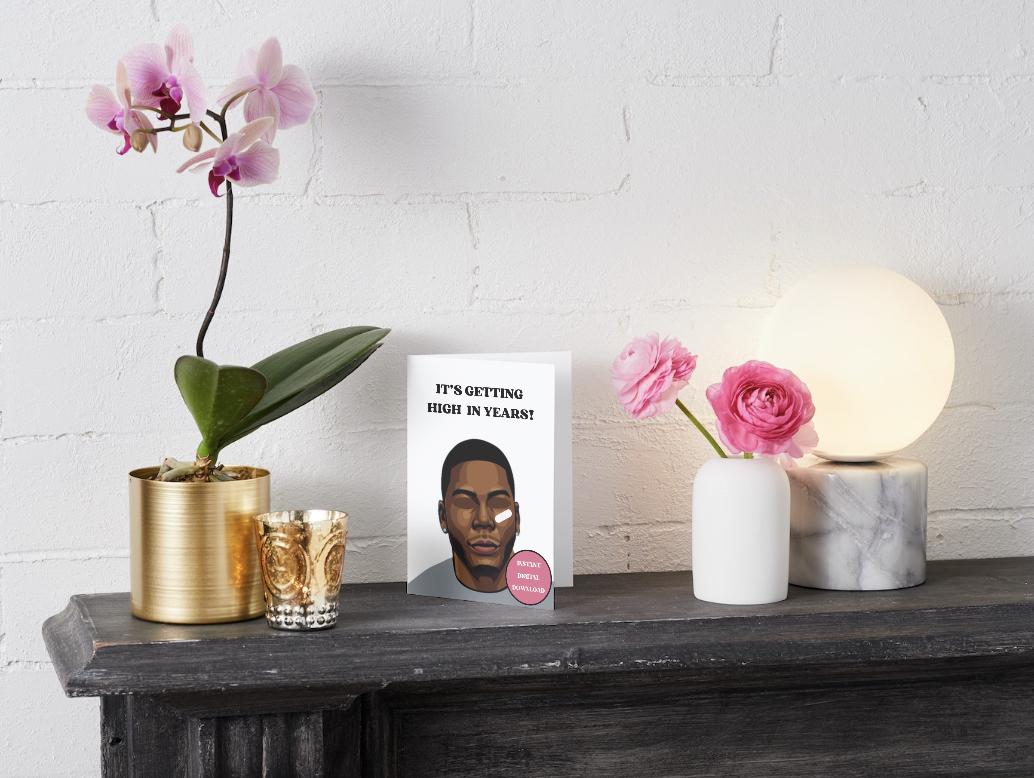 Digital Download - Funny Nelly Birthday Card - "It's getting high in years"
