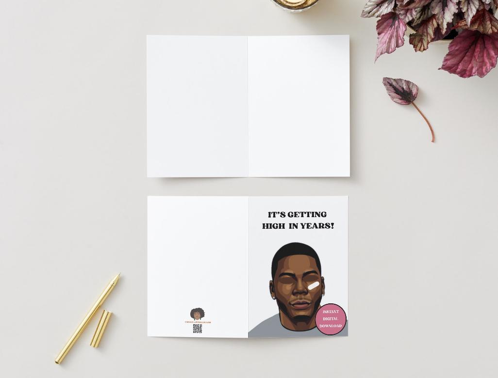 Digital Download - Funny Nelly Birthday Card - "It's getting high in years"