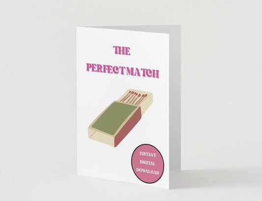 Digital Download - Perfect Match Valentine's Day Greeting Card