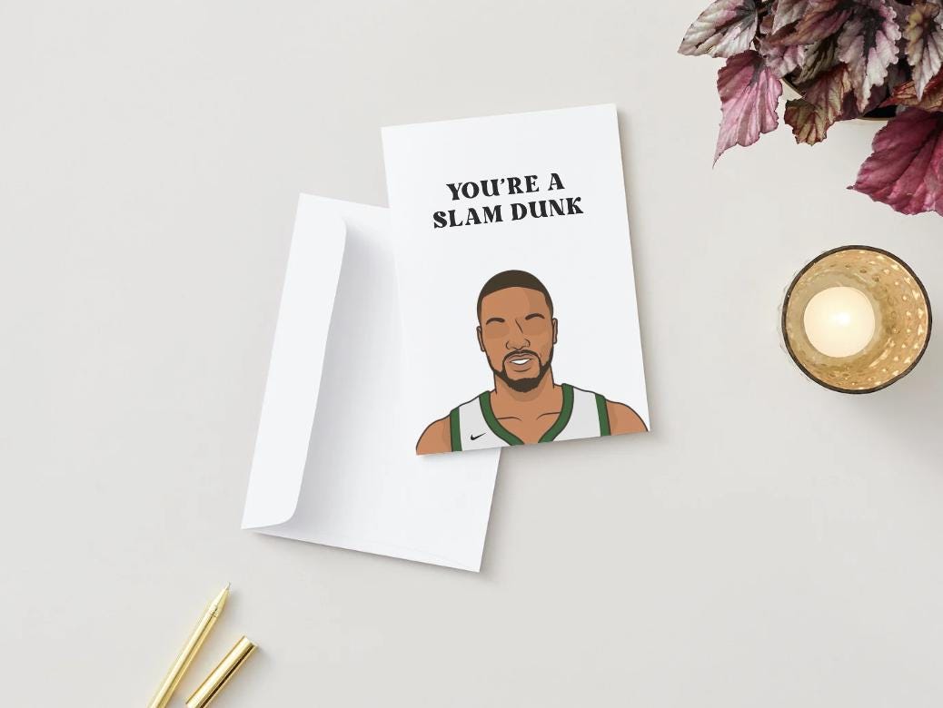 Damien Lillard - Milwaukee Bucks - "You're A Slam Dunk" - Digital Download Birthday Card