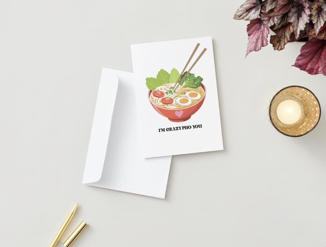 Digital Download - I'm Crazy Pho You - Valentine's Day Card