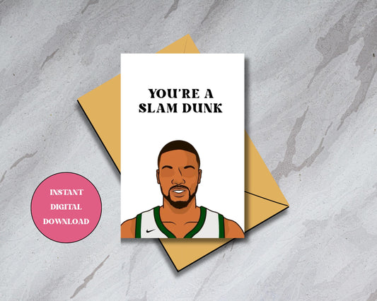 Damien Lillard - Milwaukee Bucks - "You're A Slam Dunk" - Digital Download Birthday Card