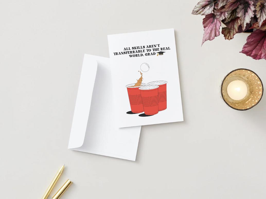 Beer Pong Digital Graduation Card