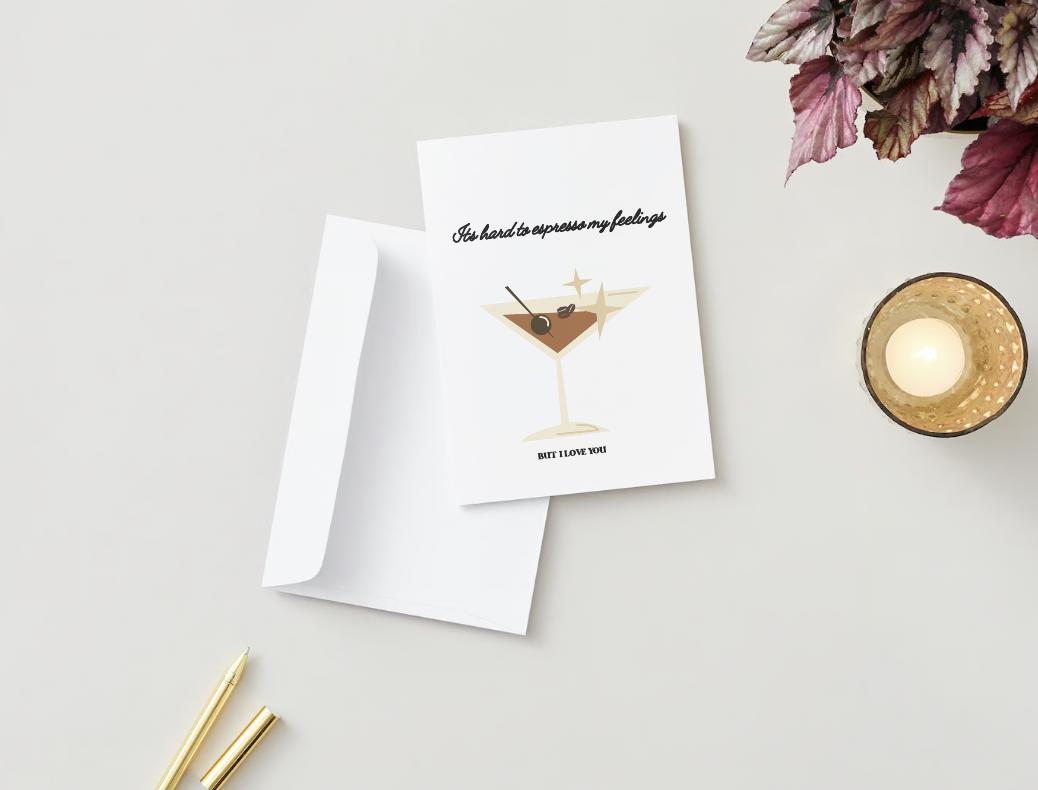 Digital Download - It's Hard to Espresso My Feelings - Valentine's Day Card