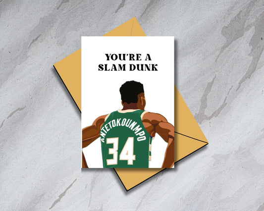 Giannis Antetokounmpo - Milwaukee Bucks - "You're A Slam Dunk" - Physical Birthday Card