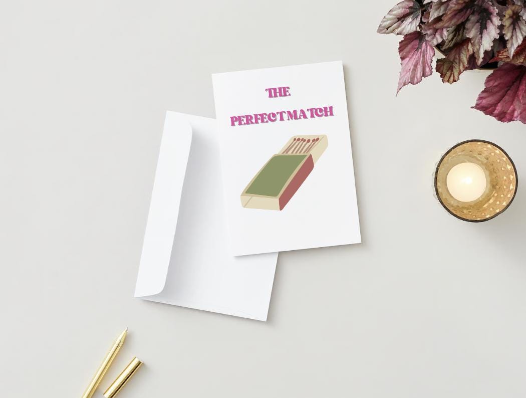 Digital Download - Perfect Match Valentine's Day Greeting Card
