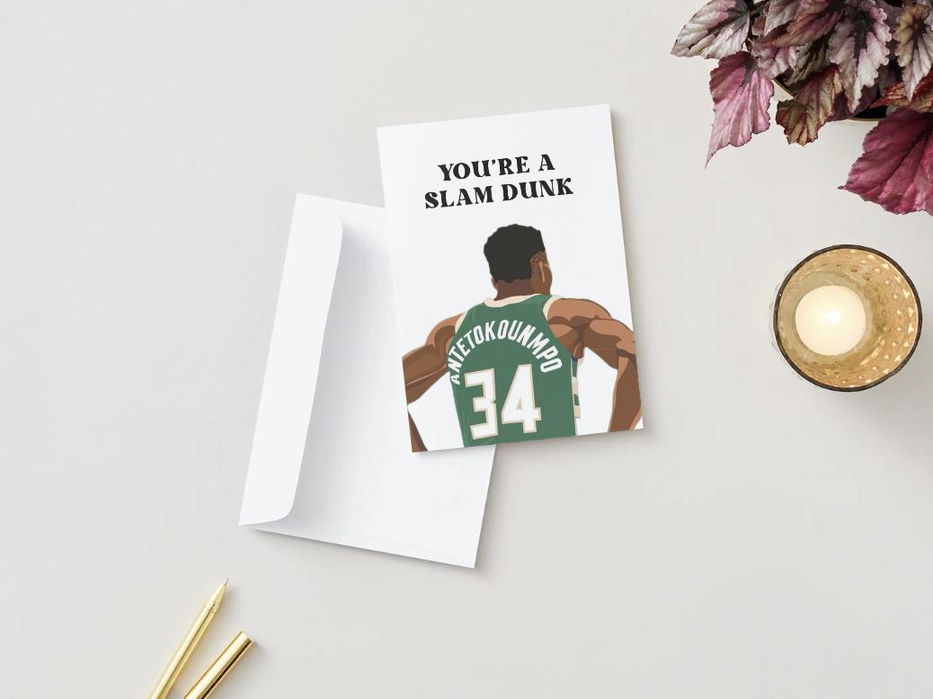 Giannis Antetokounmpo - Milwaukee Bucks - "You're A Slam Dunk" - Physical Birthday Card